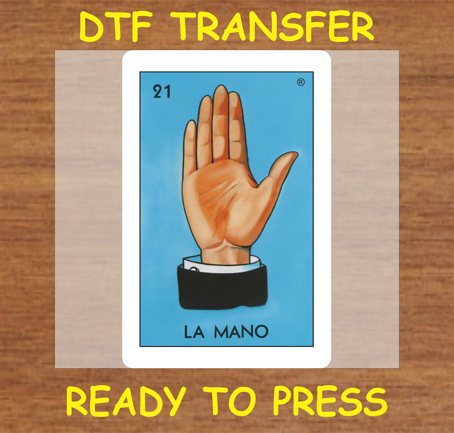 "La Mano DTF Transfer featuring a detailed hand illustration"