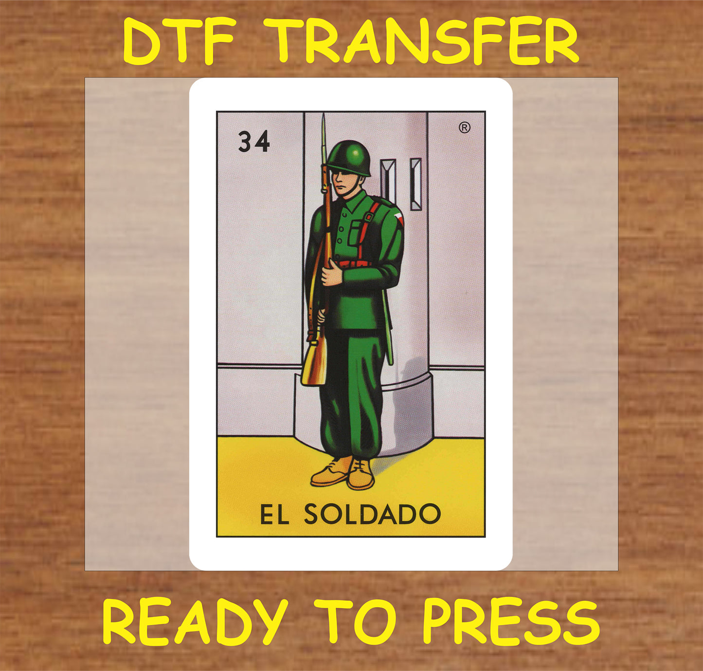 "El Soldado DTF Transfer featuring a military soldier design"