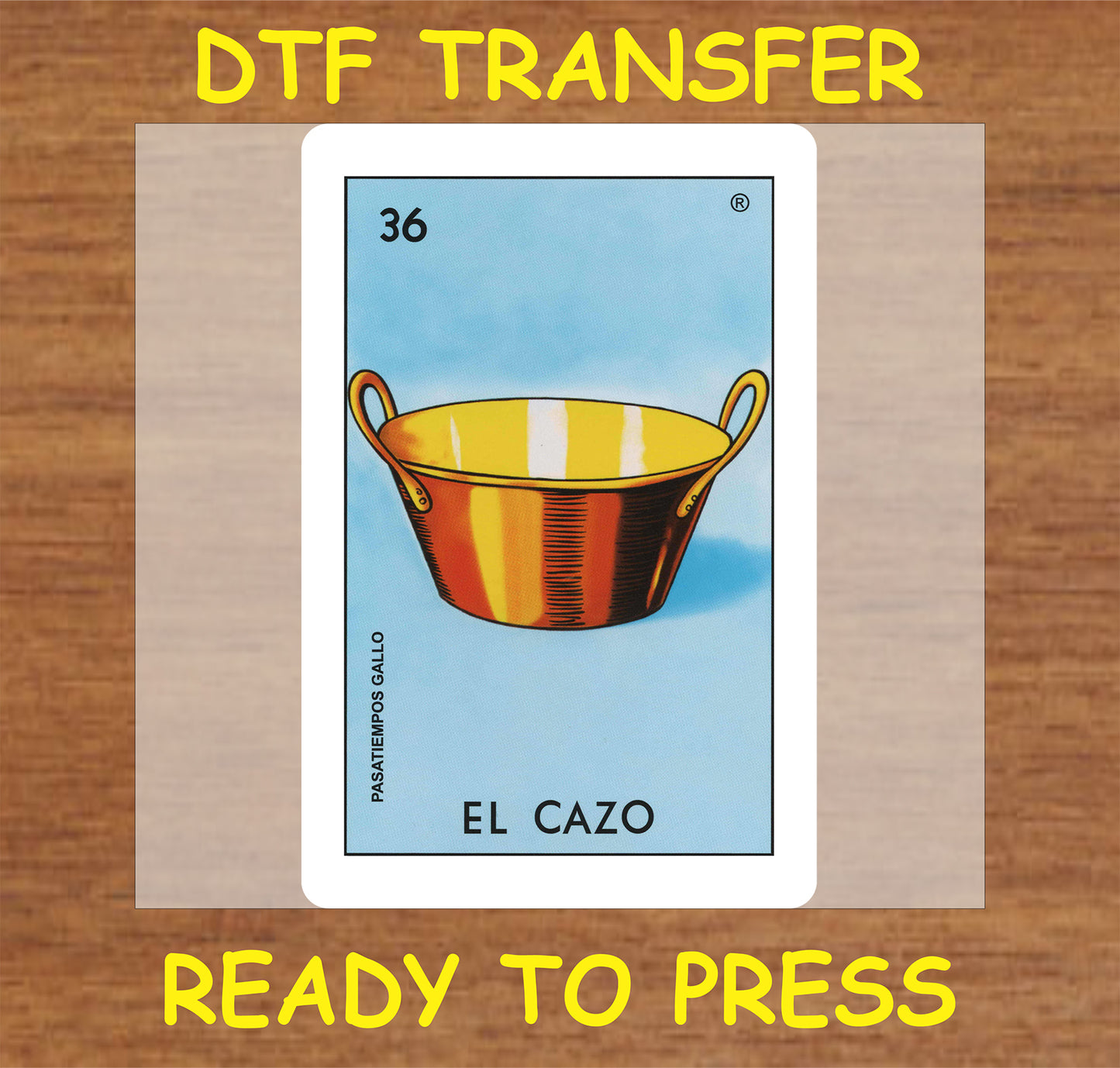 "El Cazo DTF Transfer featuring a colorful bowl design"