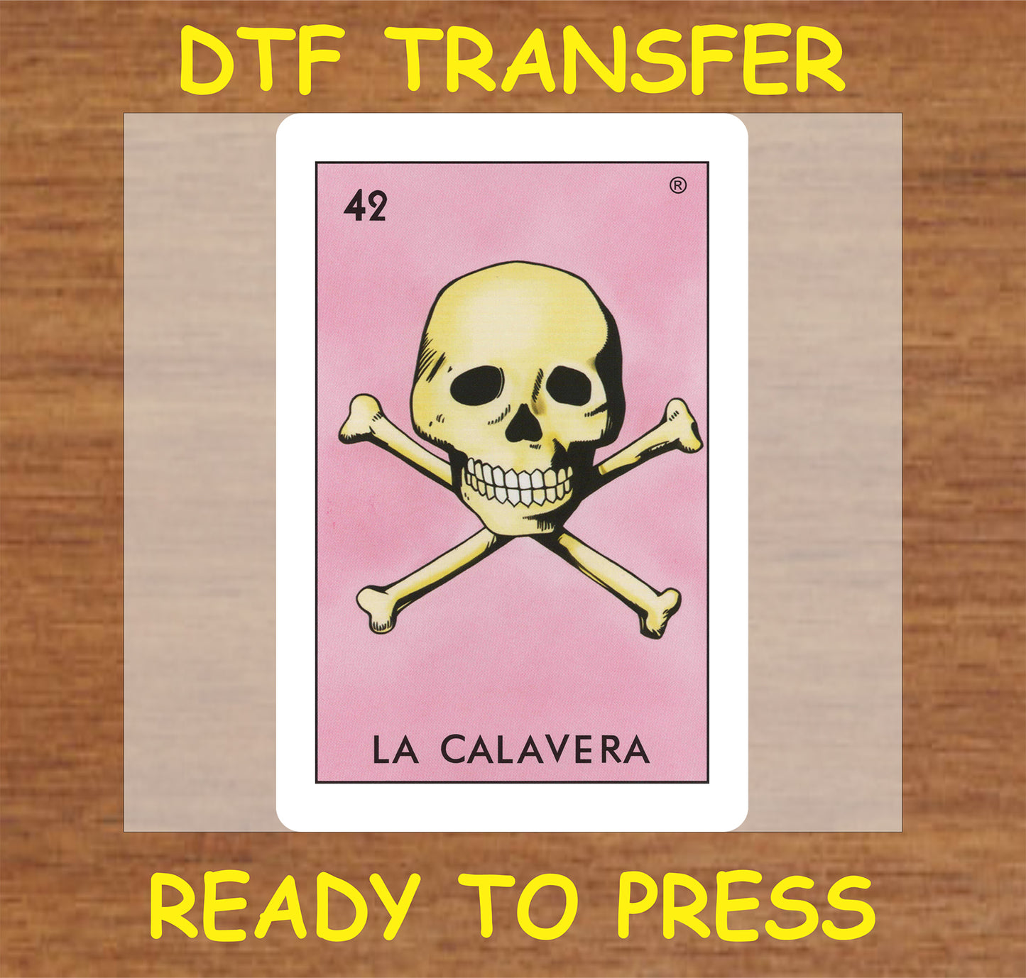 "La Calavera DTF Transfer featuring a skull and crossbones design"