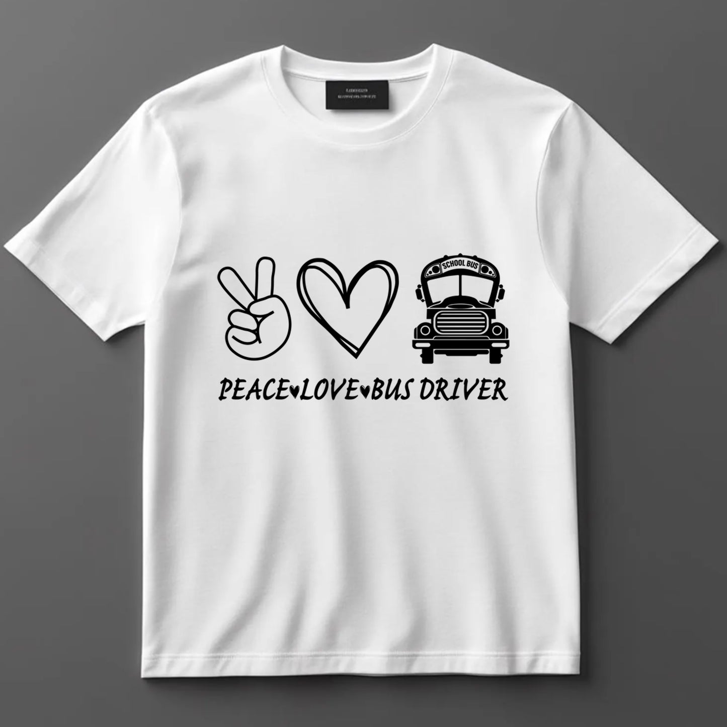School Bus Driver DTF Transfer Iron On Heat Transfer - Ready to Press, Peace Love Bus Driver DTF Transfer 9711
