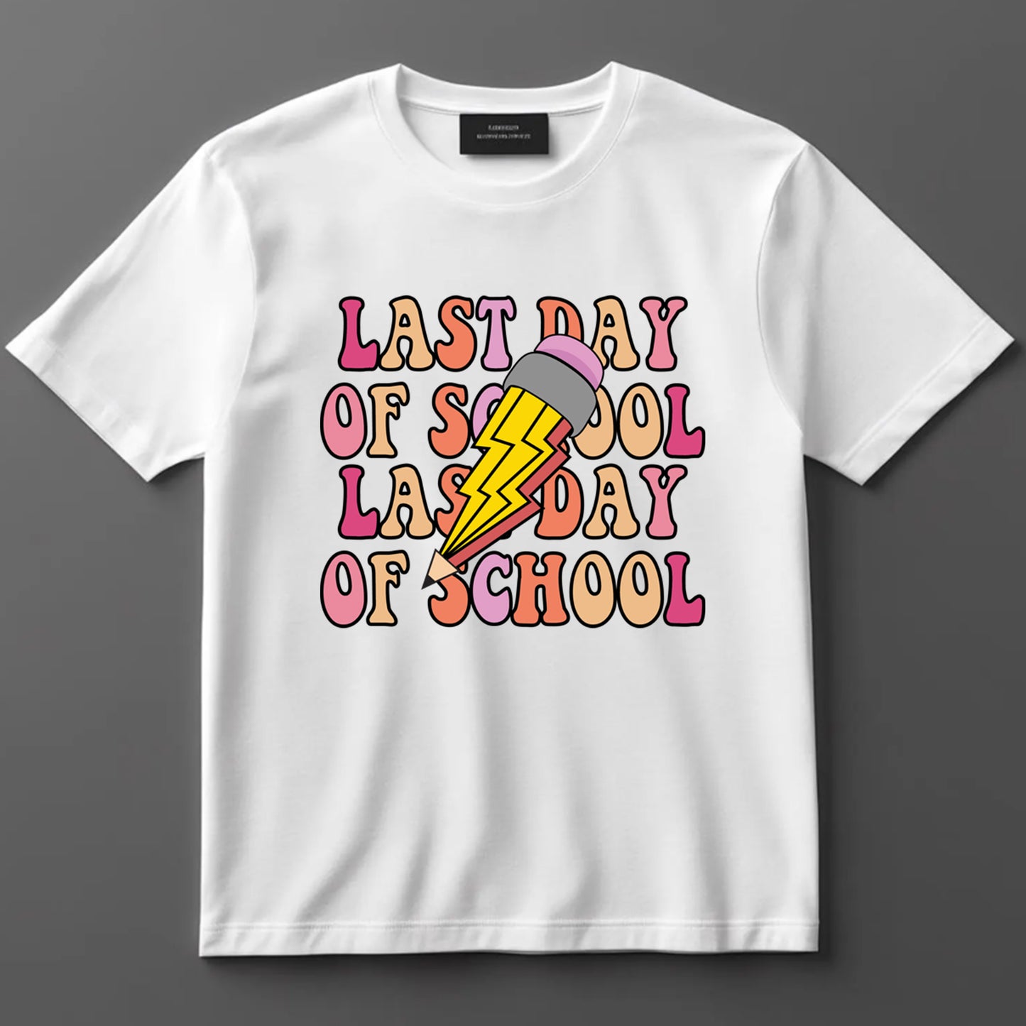 Last Day Of School DTF Transfer Iron On Heat Transfer - Ready to Press, Retro Lightning Pencil DTF Transfer 9767