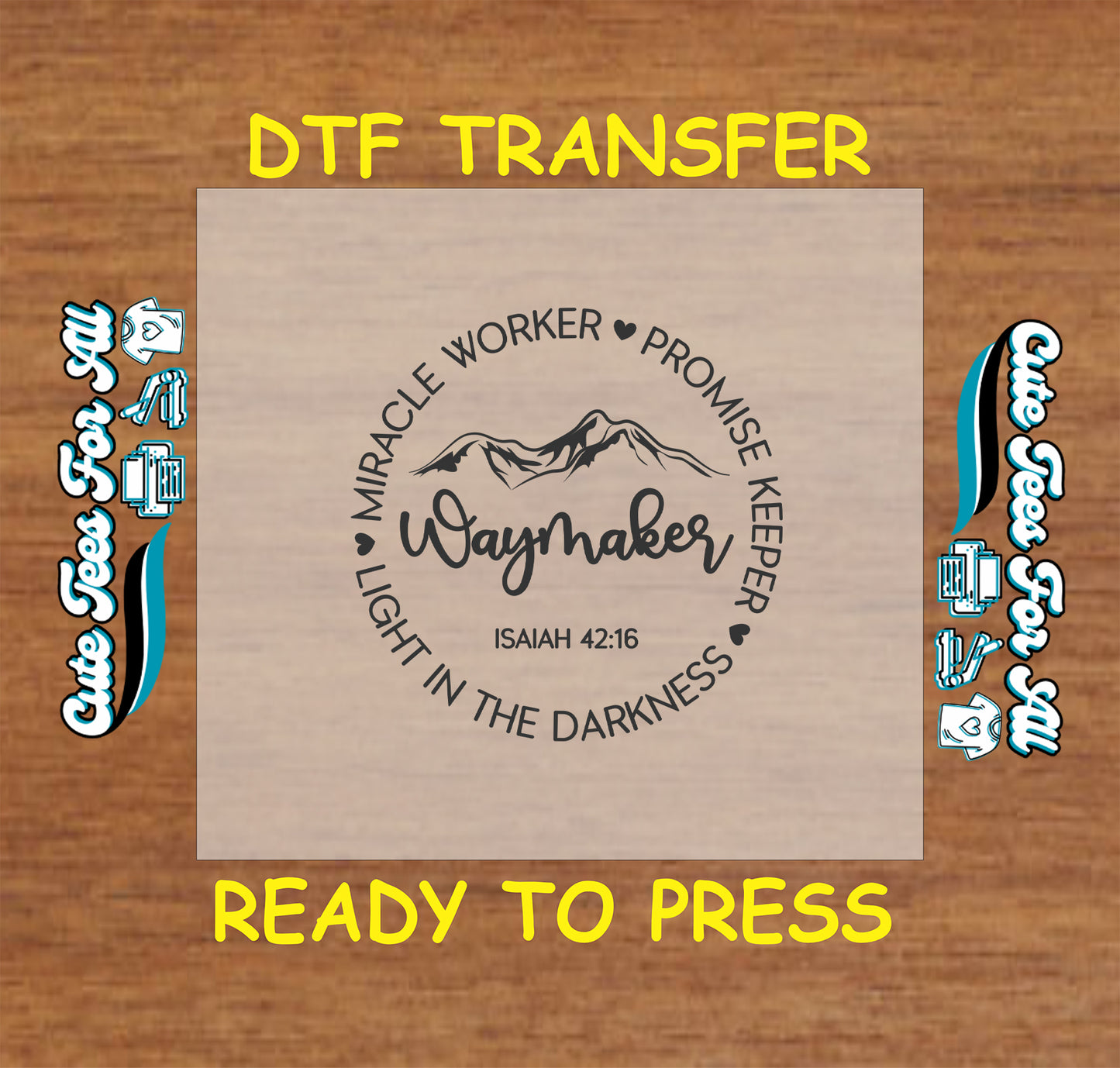 Waymaker Christian graphic with mountain and text “Isaiah 42:16,” Promise Keeper, Miracle Worker.