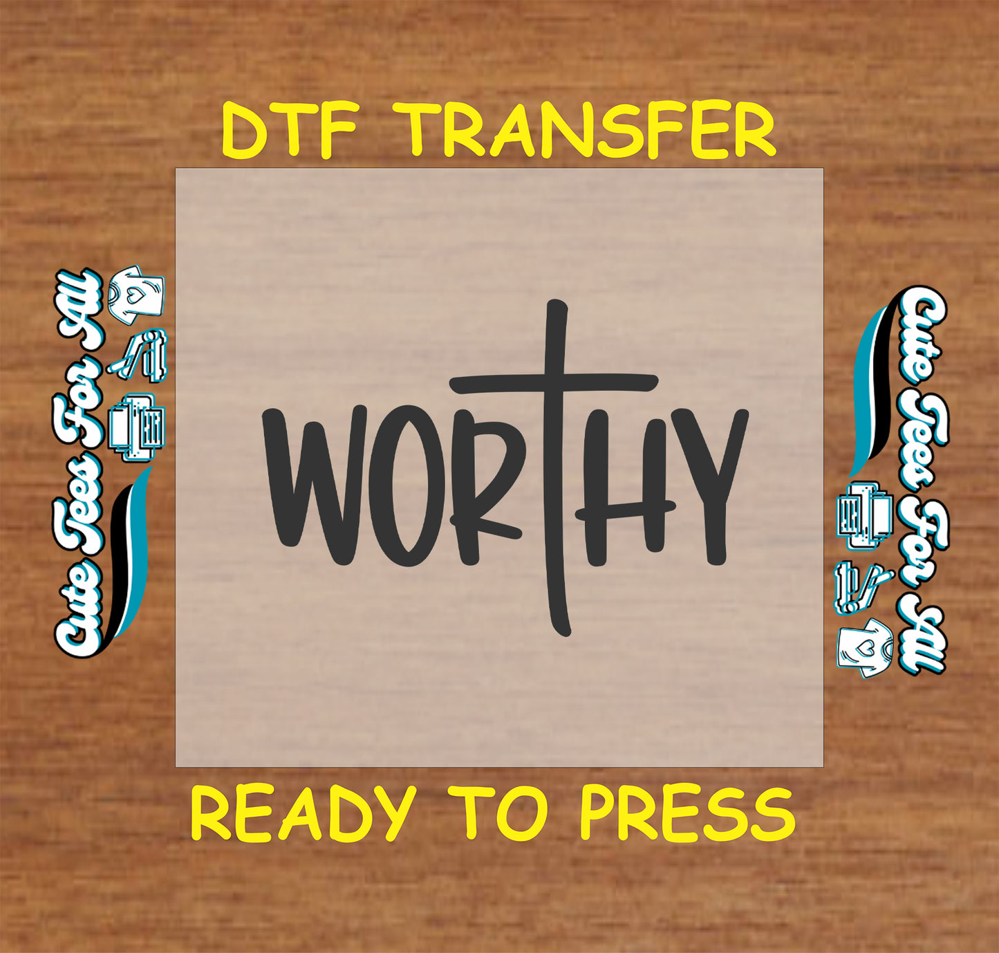 Word “Worthy” with the letter “T” shaped as a Christian cross.