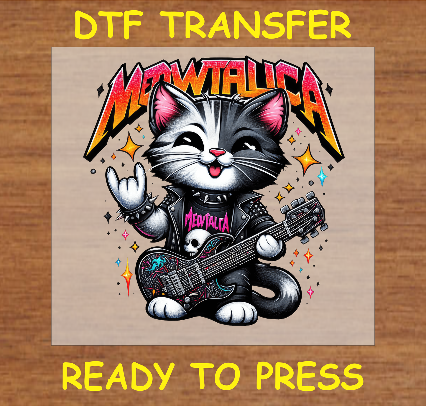 Meowtalica Rock Cat Dtf Transfer - Ready To Press A1598