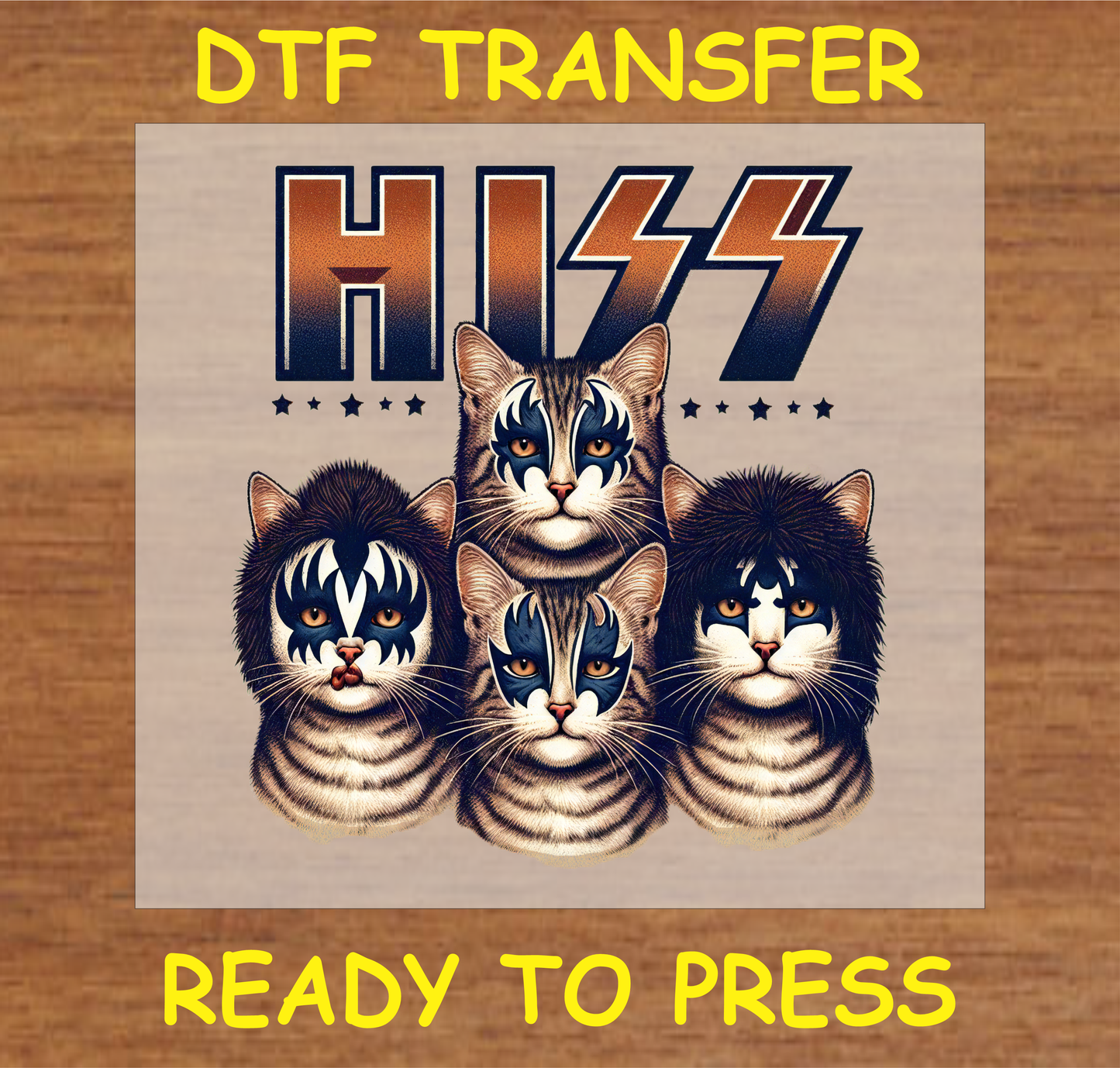 Hiss Rock n Roll Cat Dtf Transfer - Ready To Press A1603
