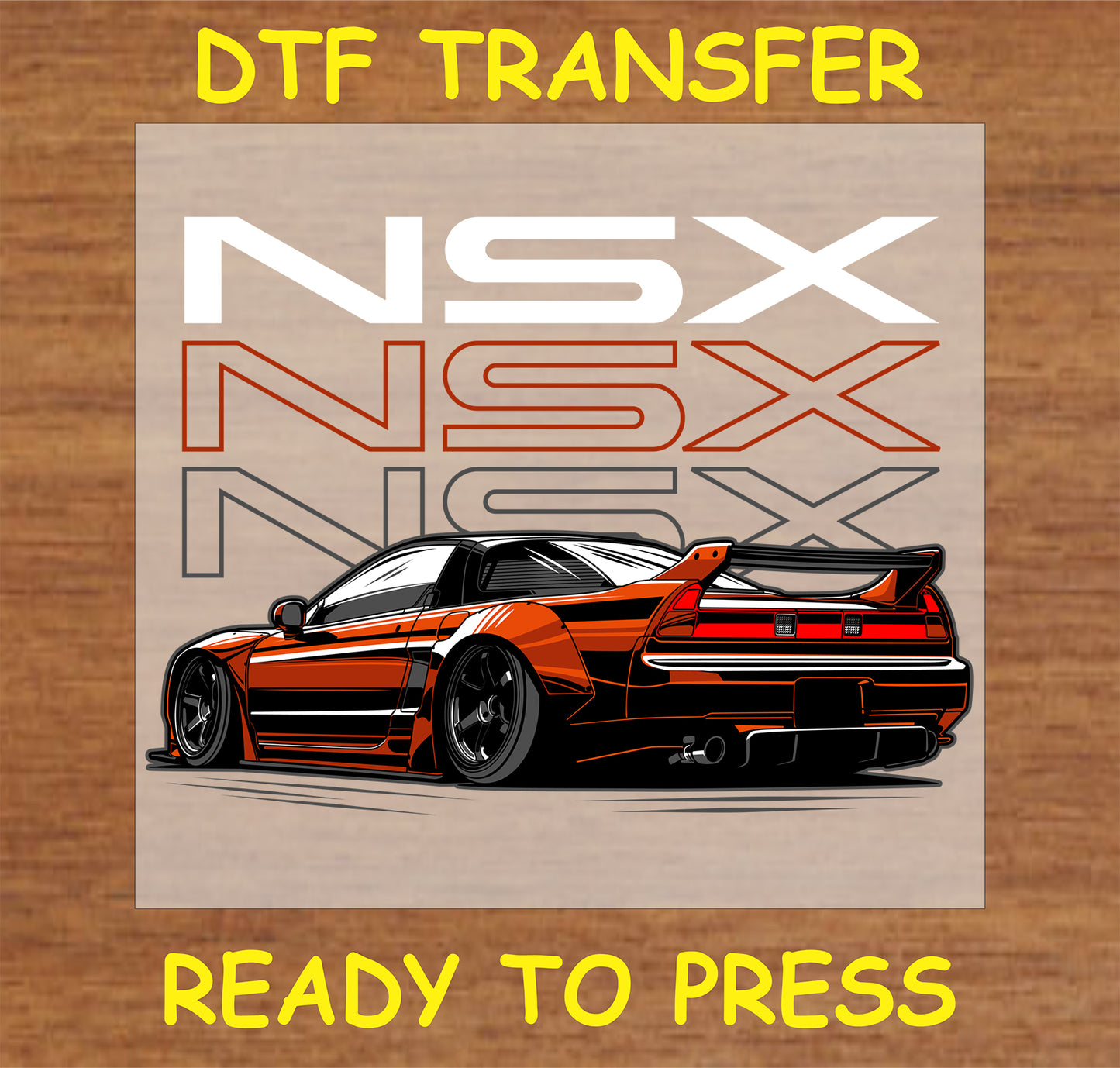 "DTF Transfer featuring a sleek NSX car design"