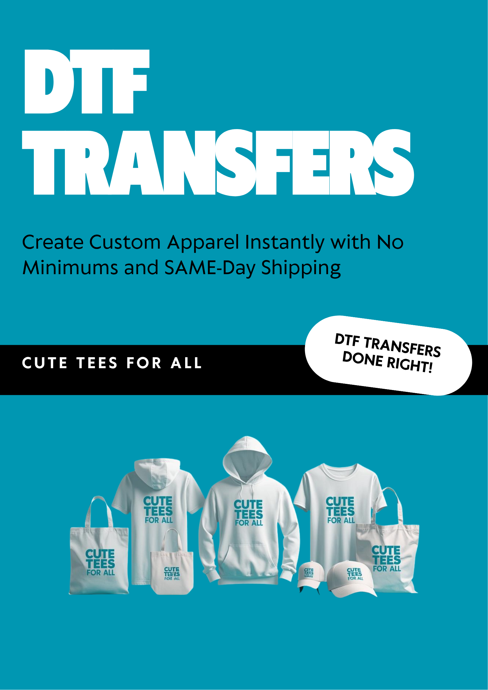 DTF transfers on apparel and accessories