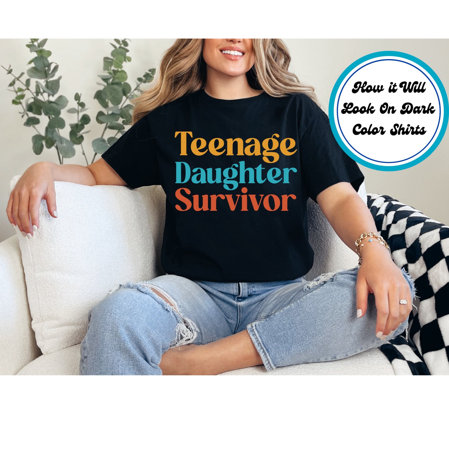 Mom DTF Transfer Iron On Heat Transfer - Ready to Press, Teenage Daughter Survivor DTF Transfer 10010