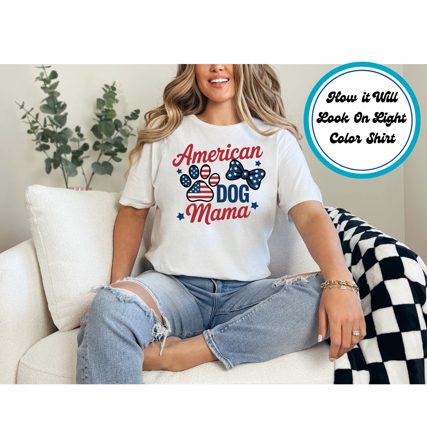 4th Of July DTF Transfer Iron On Heat Transfer - Ready to Press, American Dog Paw DTF Transfer 10017