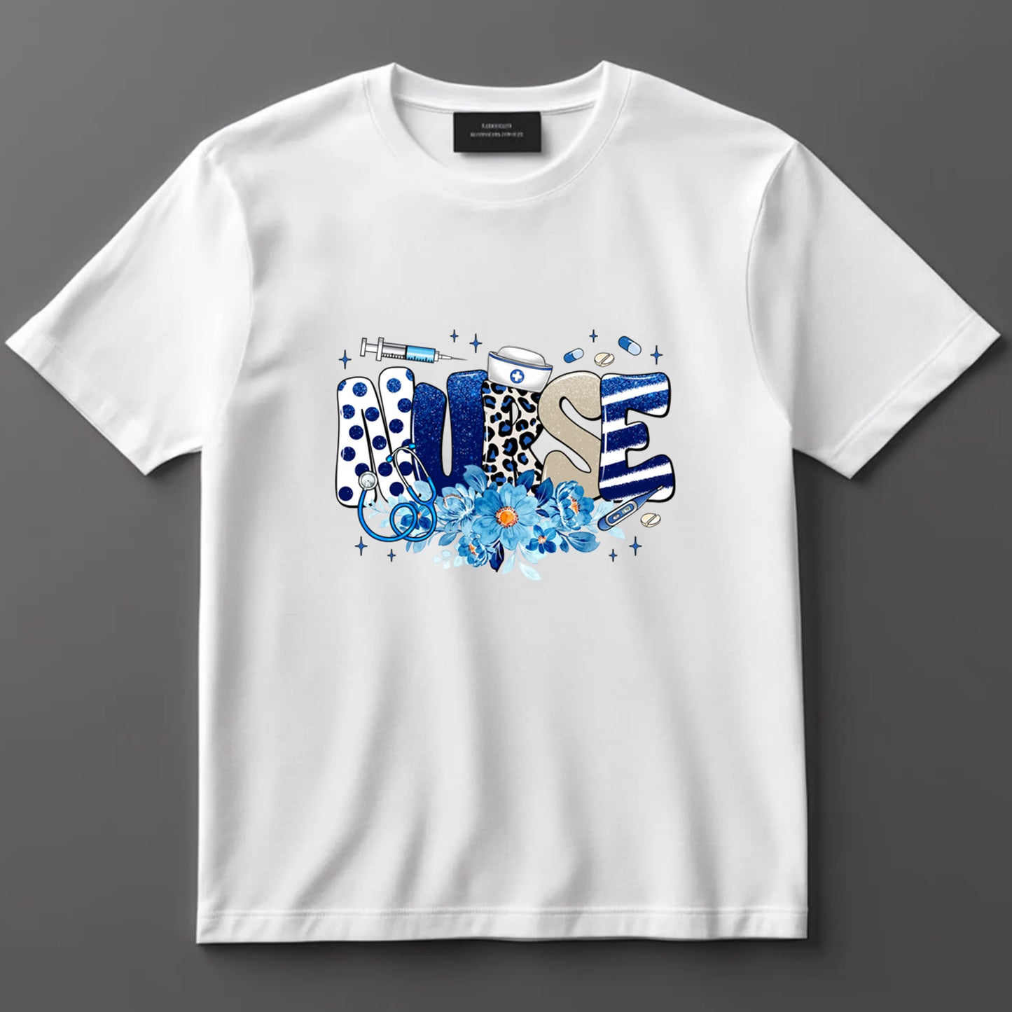 Nurse DTF Transfer Iron On Heat Transfer - Ready to Press, Florals and Medical Icons DTF Transfer 10025