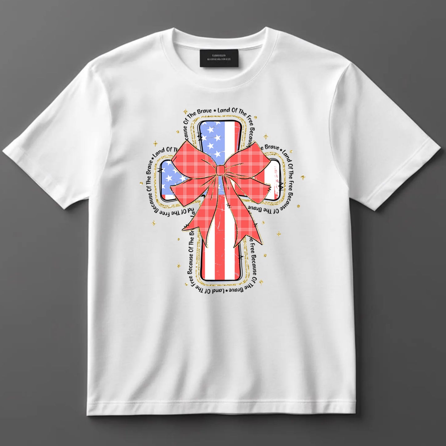 4th Of July DTF Transfer Iron On Heat Transfer - Ready to Press, American Flag Cross DTF Transfer 10035