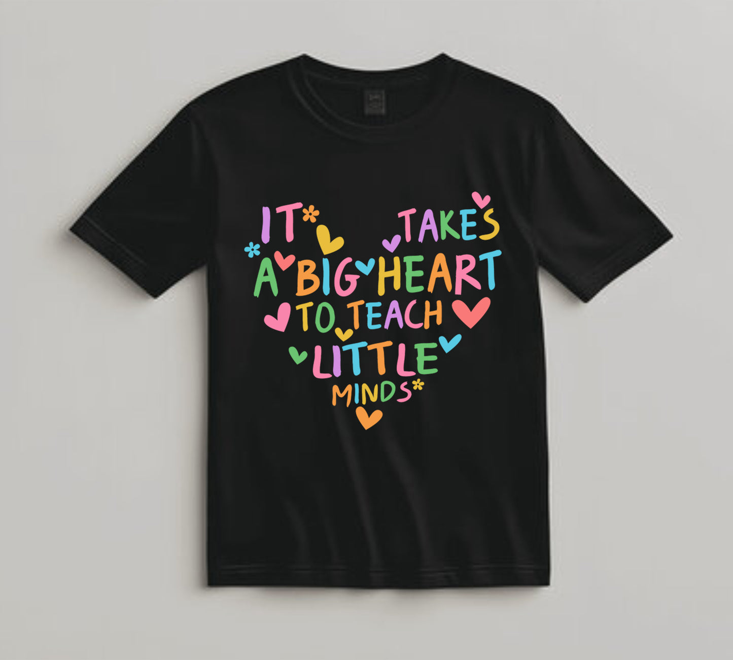 Teacher DTF Transfer Iron On Heat Transfer - Ready to Press, Big Heart Teacher DTF Transfer 10048