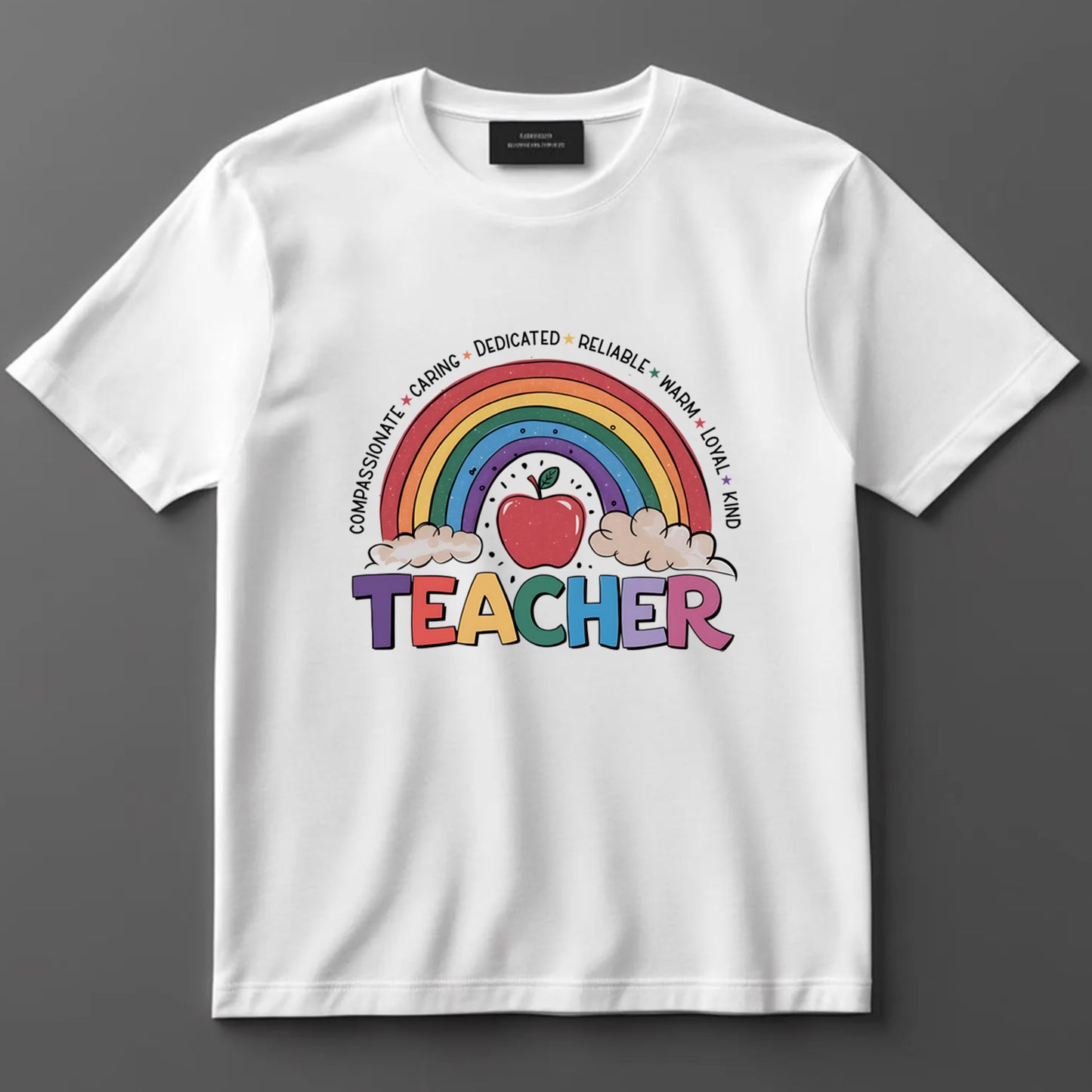 Teacher DTF Transfer Iron On Heat Transfer - Ready to Press, Positive Traits Rainbow DTF Transfer 10079