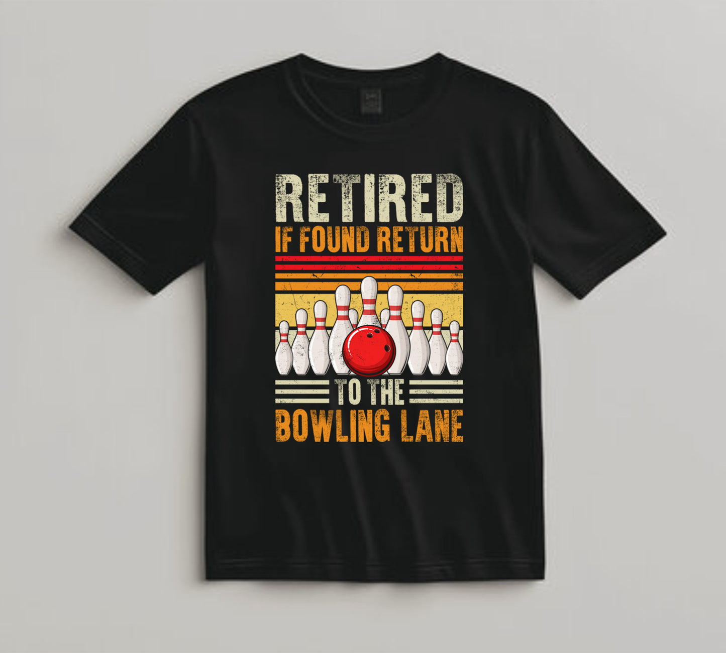 Retirement DTF Transfer Iron On Heat Transfer - Ready to Press, Retired Return to Bowling Lane DTF Transfer 10095