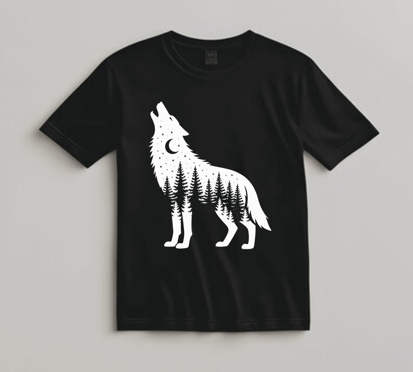 Boho DTF Transfer Iron On Heat Transfer - Ready to Press, Mystical Wolf Silhouette DTF Transfer 10100