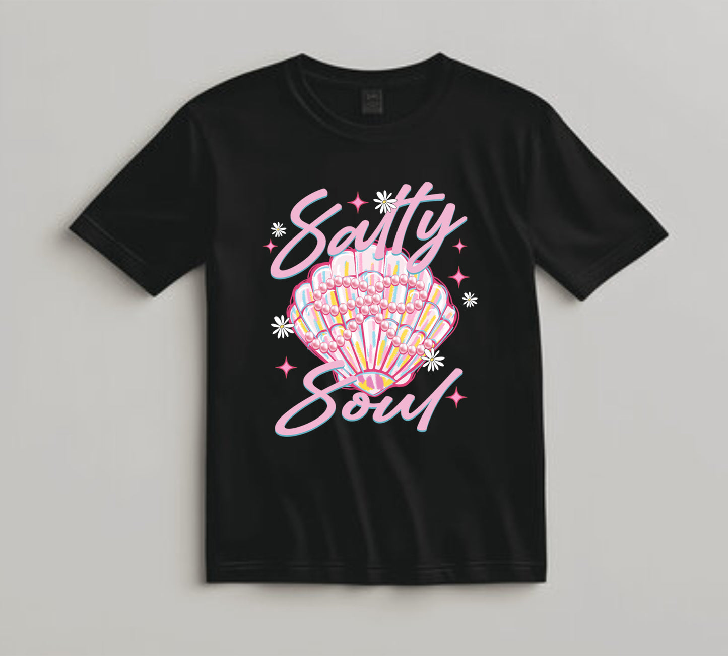 Summer DTF Transfer Iron On Heat Transfer - Ready to Press, Salty Soul Seashell DTF Transfer 10110