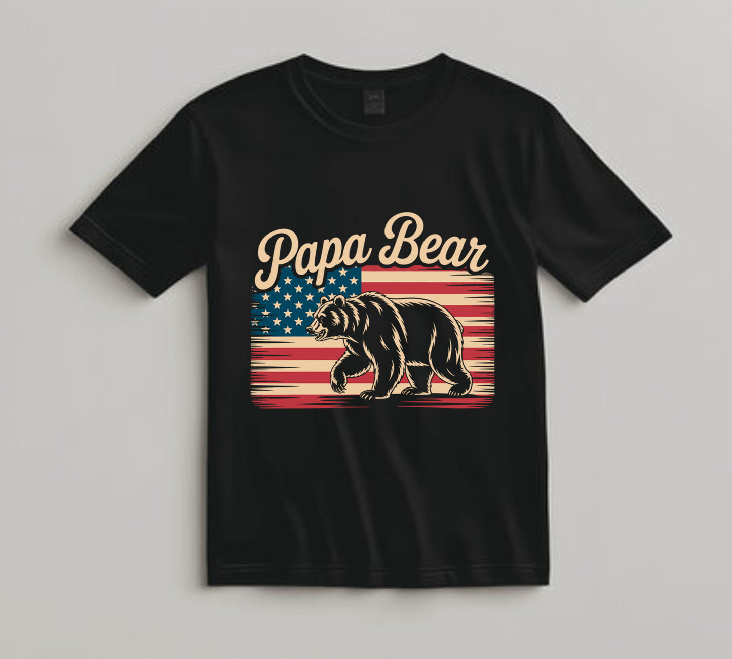 Dad DTF Transfer Iron On Heat Transfer - Ready to Press, Patriotic Papa Bear DTF Transfer 10148
