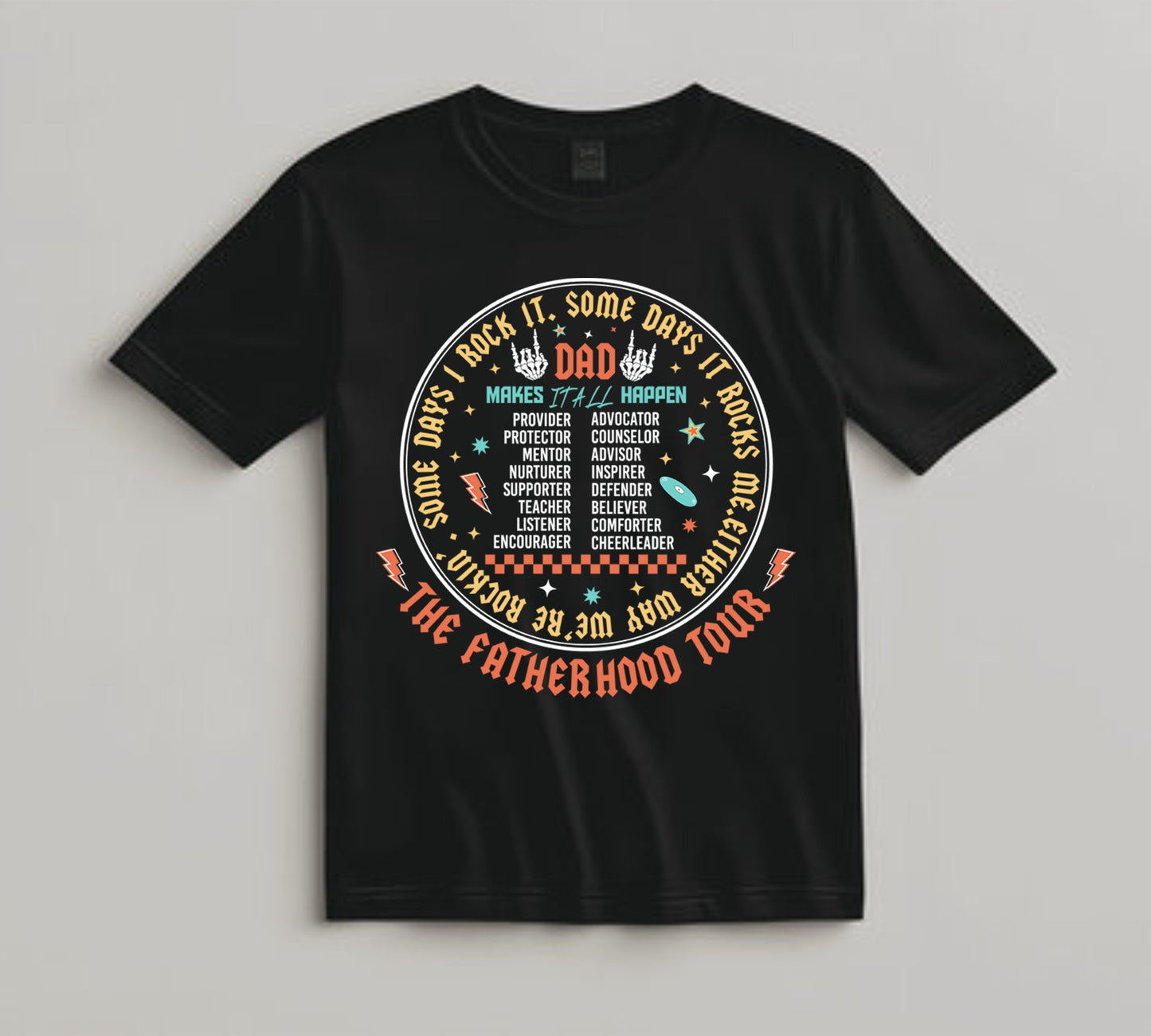 Dad DTF Transfer Iron On Heat Transfer - Ready to Press, Rock-Inspired Fatherhood DTF Transfer 10188