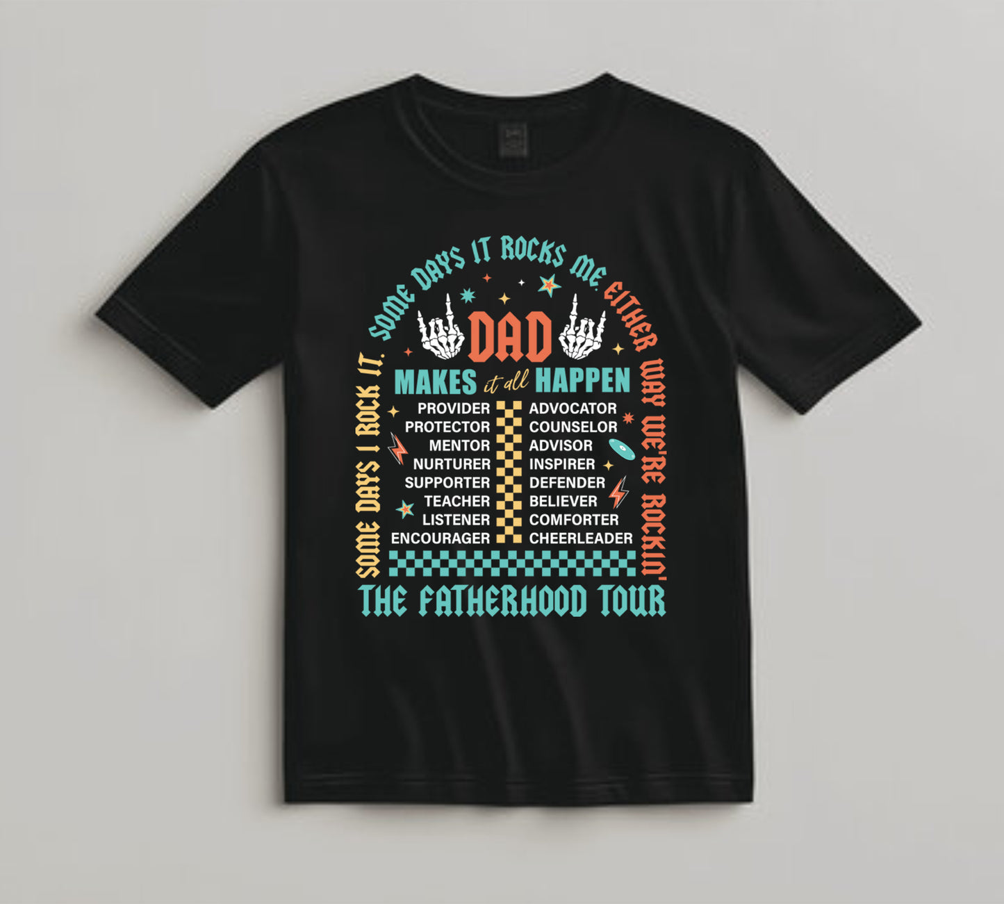 Dad DTF Transfer Iron On Heat Transfer - Ready to Press, Rock-Inspired Fatherhood DTF Transfer 10190