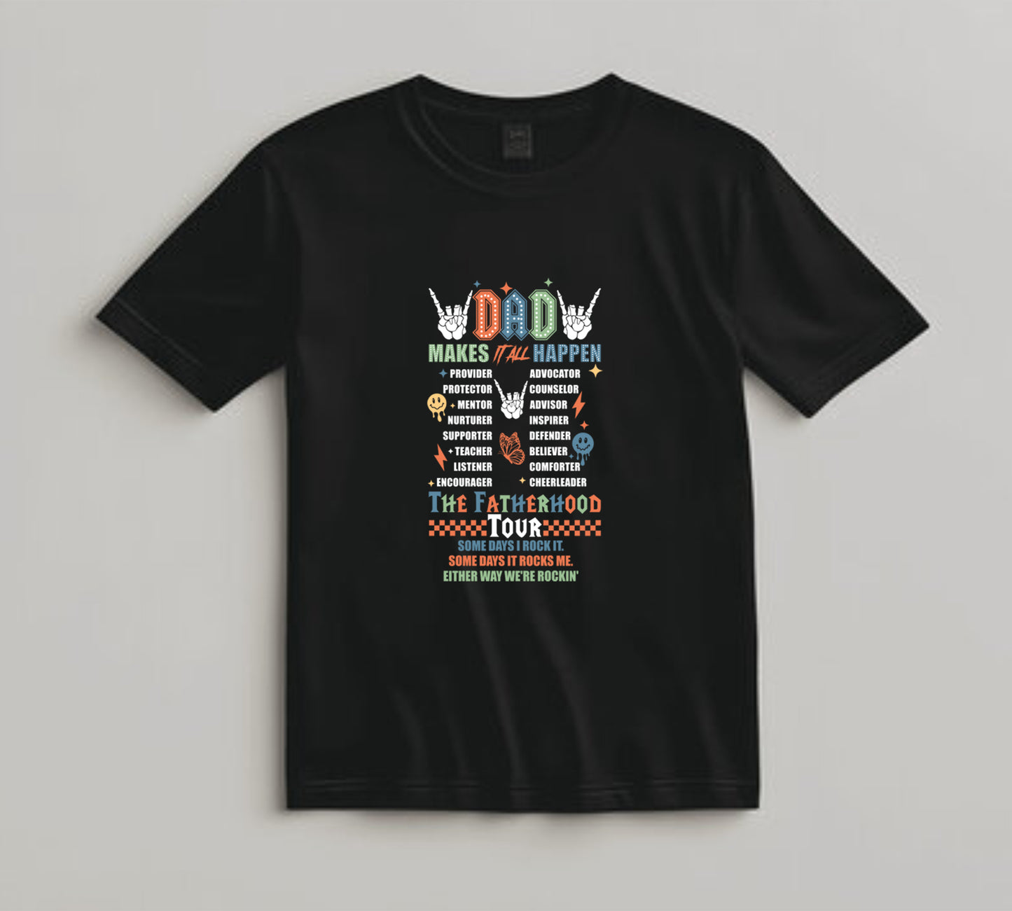 Dad DTF Transfer Iron On Heat Transfer - Ready to Press, Rock-Inspired Fatherhood Tour DTF Transfer 10191