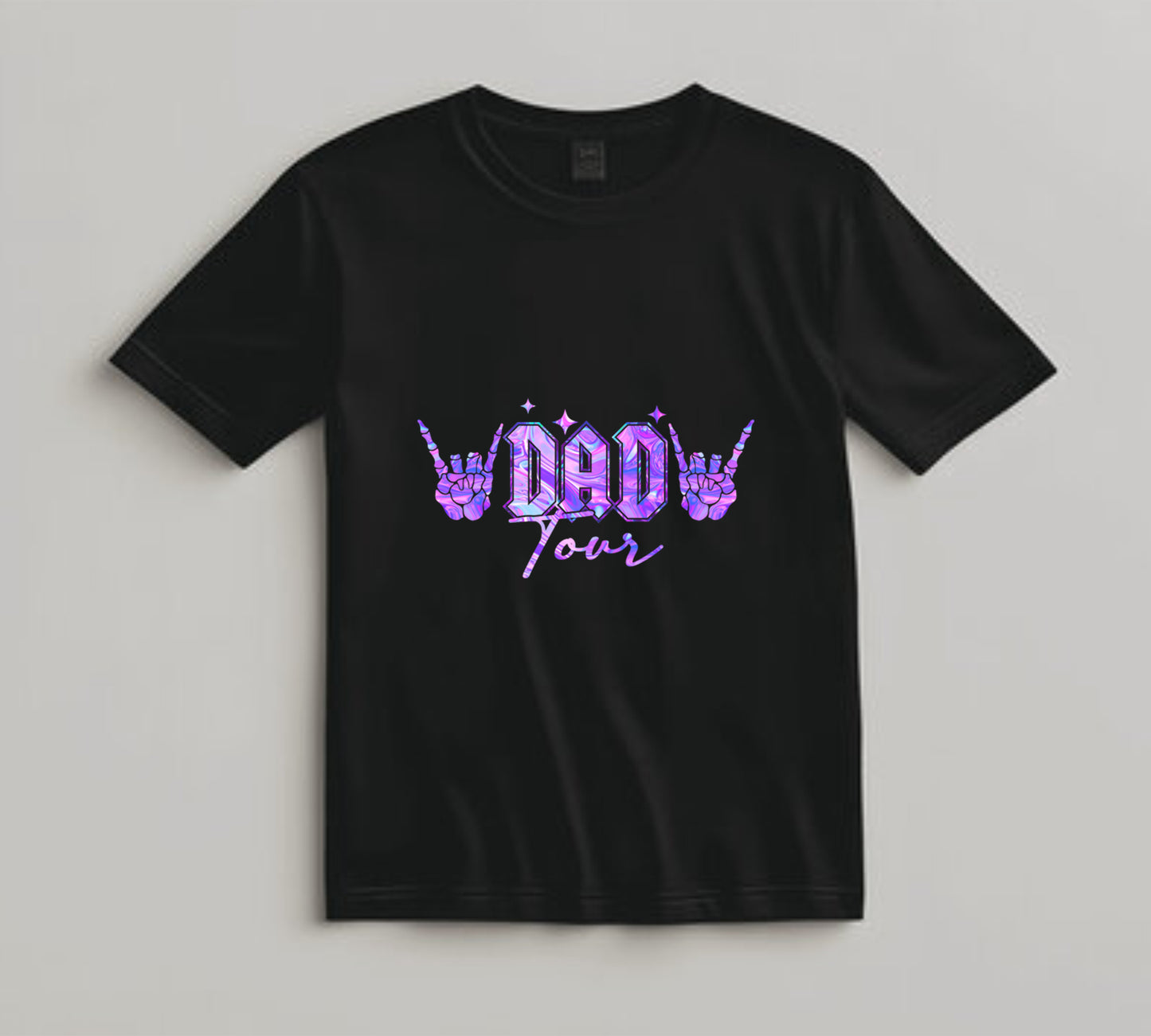 Dad DTF Transfer Iron On Heat Transfer - Ready to Press, Purple Holographic Dad Tour DTF Transfer 10196