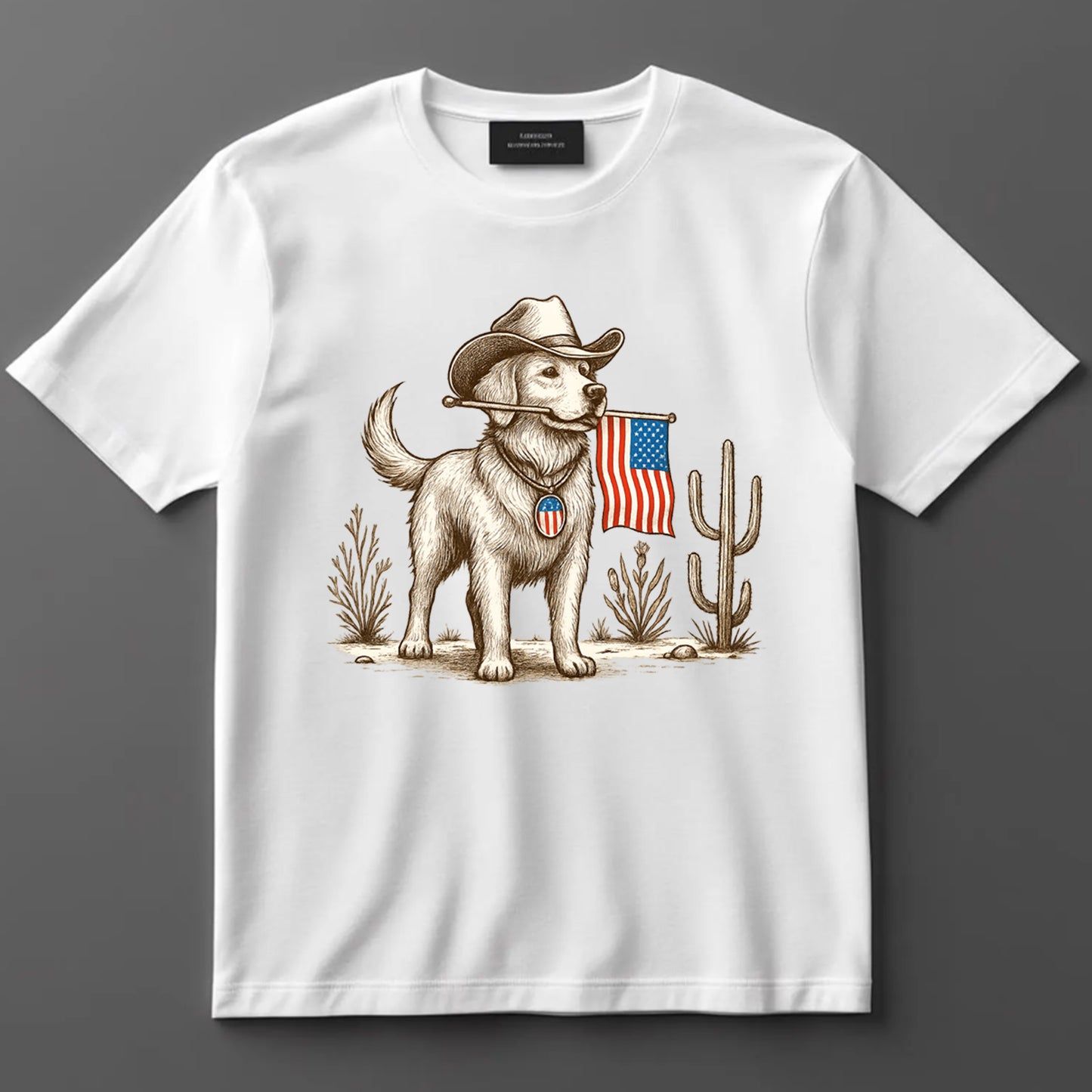 4th Of July DTF Transfer Iron On Heat Transfer - Ready to Press, Patriotic Cowboy Dog DTF Transfer 10209