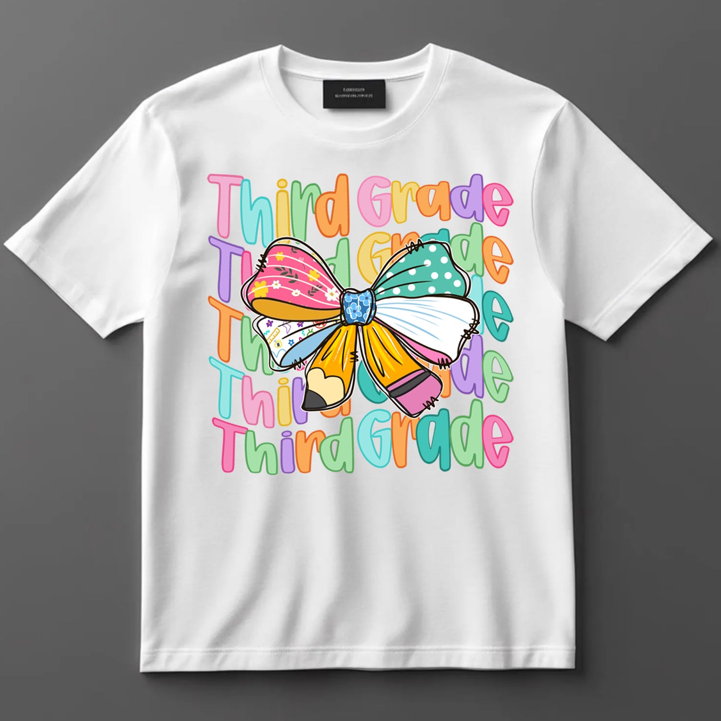 Back to School DTF Transfer Iron On Heat Transfer - Ready to Press, Third Grade Bow DTF Transfer 10332