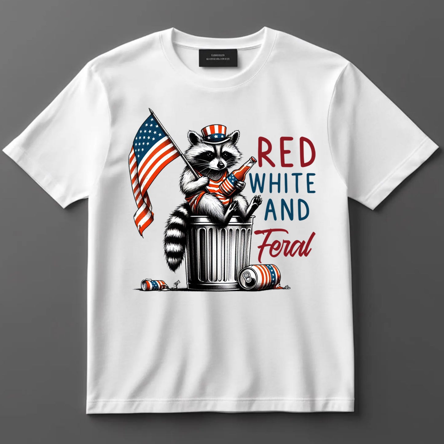 4th Of July DTF Transfer Iron On Heat Transfer - Ready to Press, Red White and Feral DTF Transfer 10349