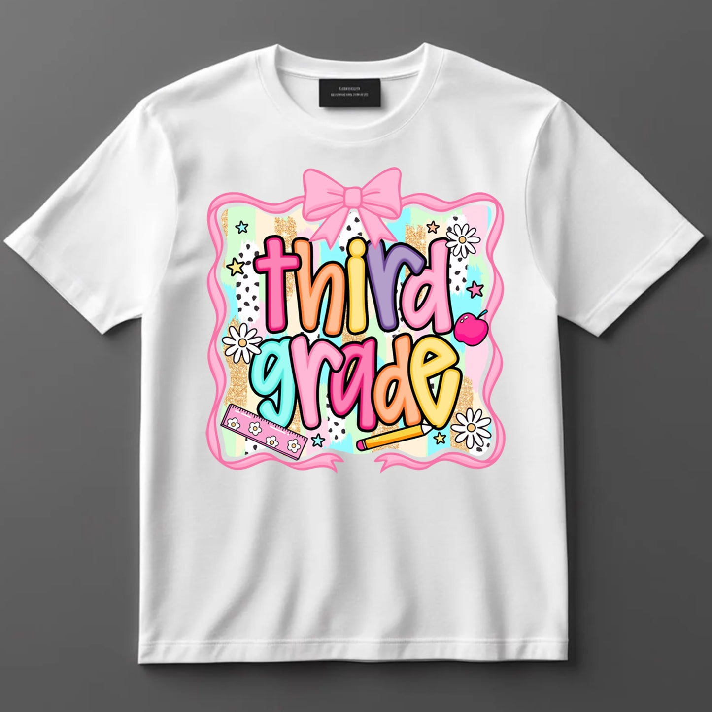 Back to School DTF Transfer Iron On Heat Transfer - Ready to Press, Third Grade Pastel DTF Transfer 10440