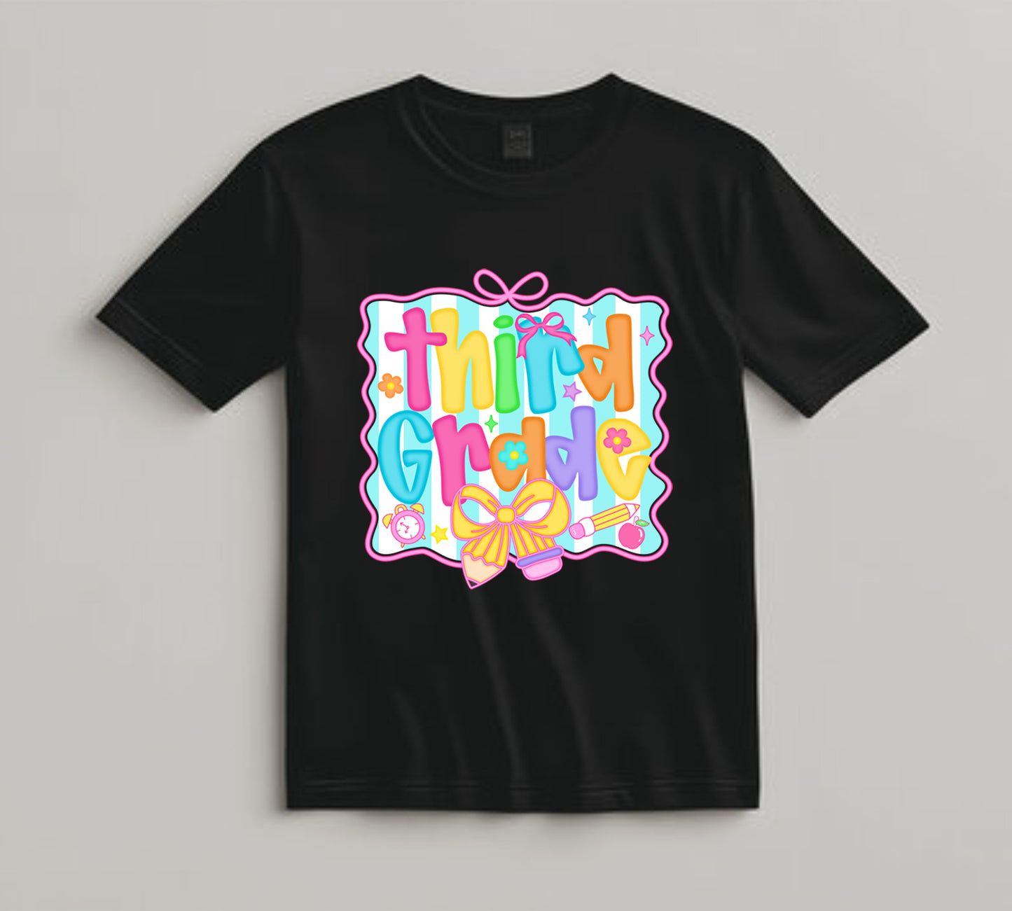 Back to School DTF Transfer Iron On Heat Transfer - Ready to Press, Pastel Third Grade DTF Transfer 10443