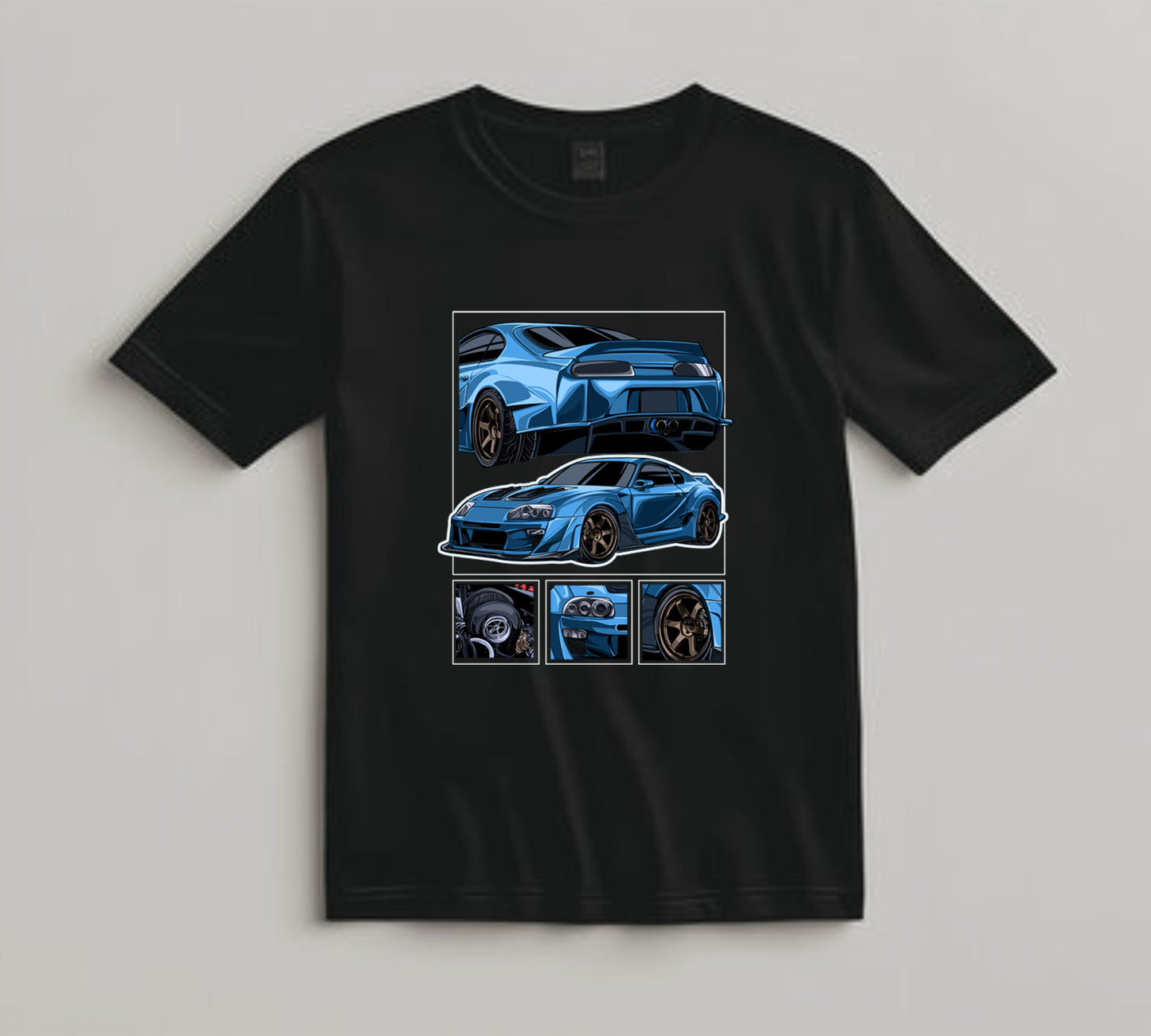Jdm Car DTF Transfer Iron On Heat Transfer - Ready to Press, Blue Widebody Tuner Car DTF Transfer 10450