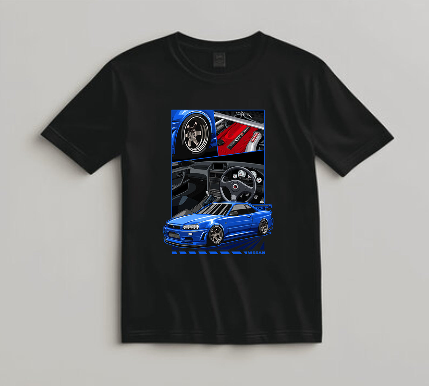 Jdm Car DTF Transfer Iron On Heat Transfer - Ready to Press, Blue Tuner Coupe DTF Transfer 10463