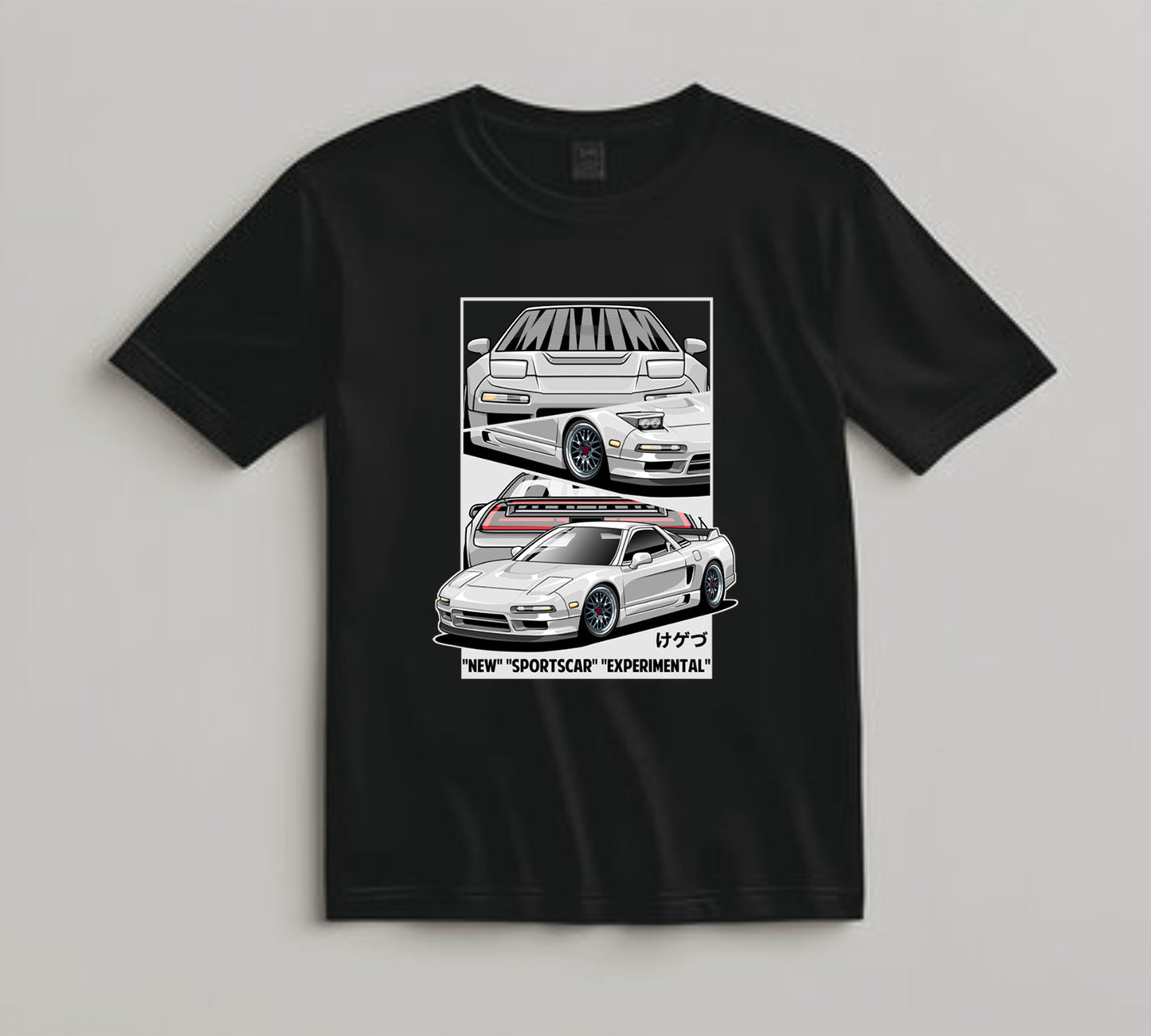 Jdm Car DTF Transfer Iron On Heat Transfer - Ready to Press, Silver Mid-Engine Sports Coupe DTF Transfer 10473