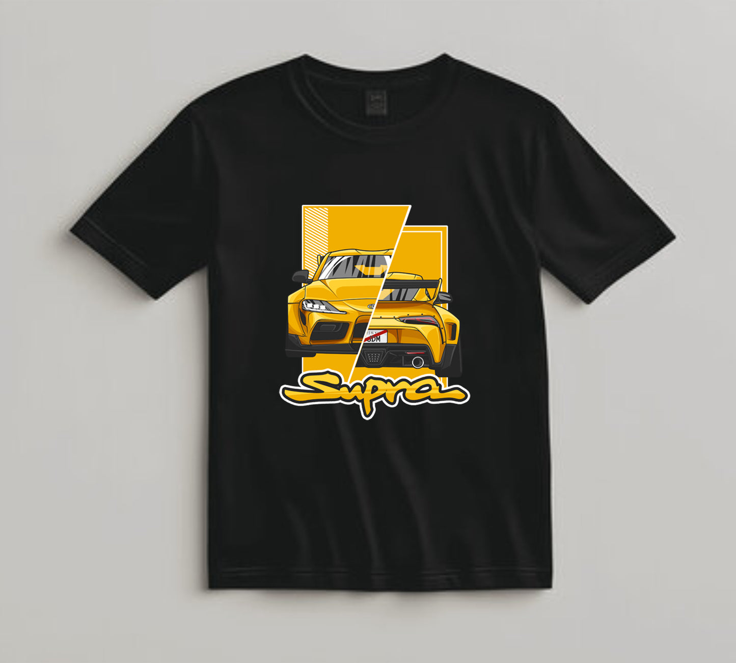 Jdm Car DTF Transfer Iron On Heat Transfer - Ready to Press, Yellow Split View Coupe DTF Transfer 10477