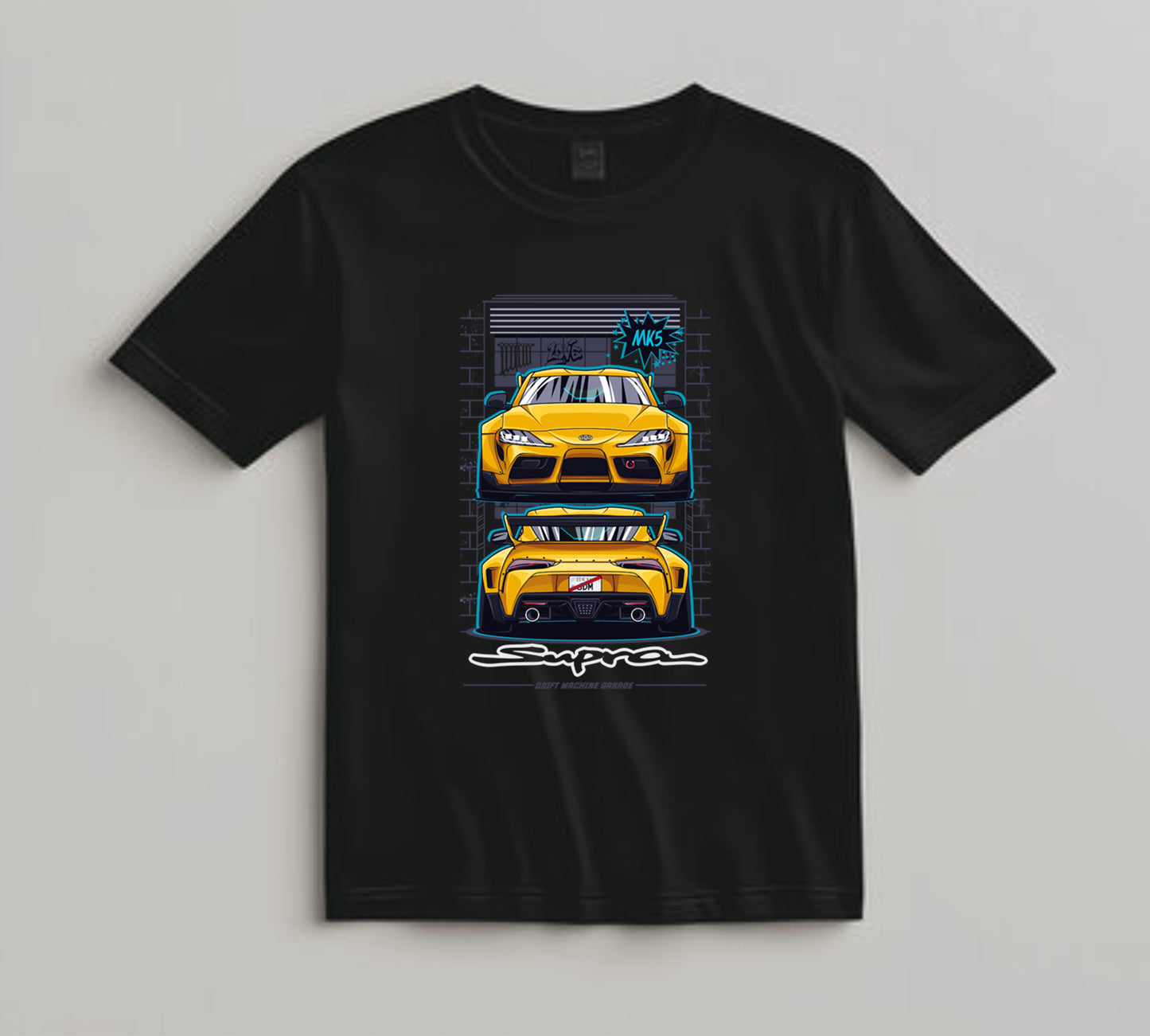 Jdm Car DTF Transfer Iron On Heat Transfer - Ready to Press, Yellow Coupe Drift Car DTF Transfer 10488