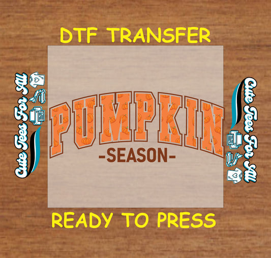 Fall DTF Transfer – Pumpkin Season Arch Lettering with Mini Pumpkin Print

