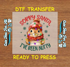 Sorry Santa I’ve Been Nutty DTF Transfer – Funny Christmas Squirrel Ready to Press Iron on Heat Transfer 10923
