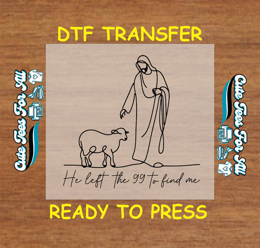 Minimalist shepherd and sheep faith-based ready to press dtf transfer with spiritual quote for DIY shirts

