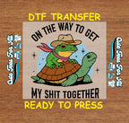 Funny DTF Transfer – Cowboy Frog on Turtle Getting It Together Ready to Press Iron on Heat Transfer DIY Shirts 11053