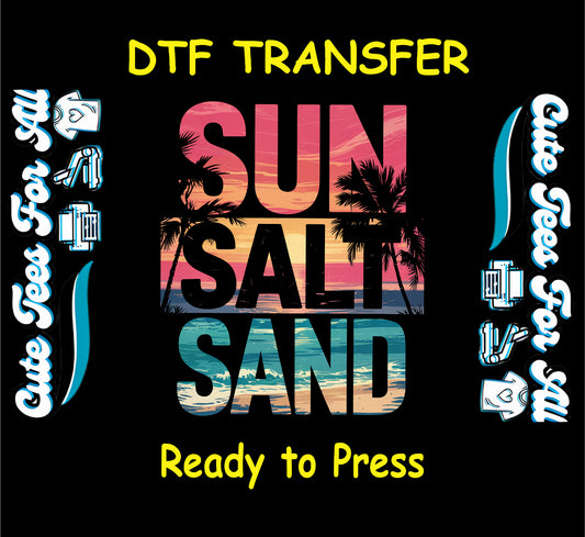 Sun Salt Sand beach retro palm tree ready to press dtf transfer for DIY shirts

