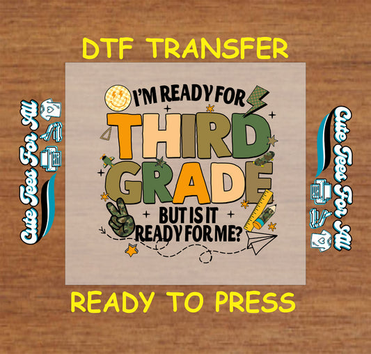 funny third grade back to school dtf transfer ready to press dtf with school icons

