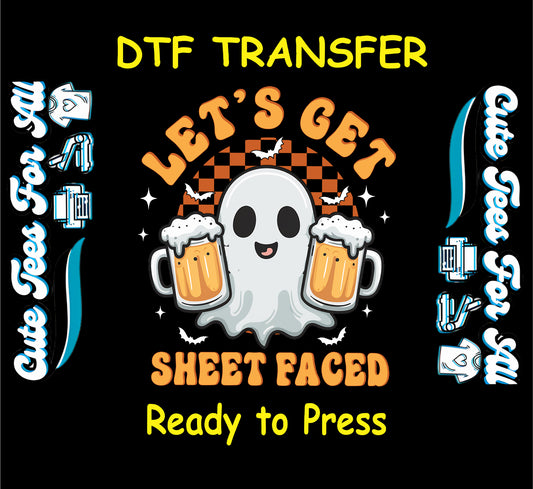 funny halloween ghost with beer mugs ready to press dtf transfer for diy shirts

