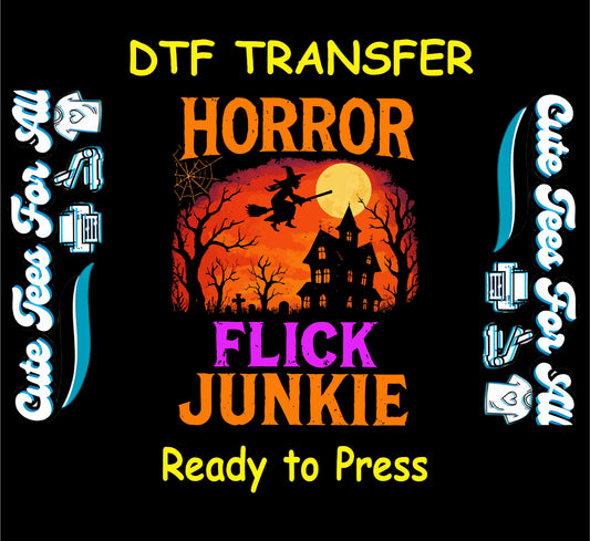 Horror movie haunted house scene with witch and moon – ready to press dtf transfer for DIY shirts

