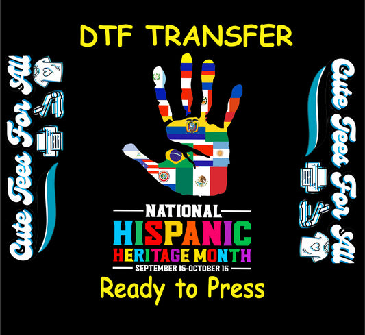 national hispanic heritage month flag handprint ready to press dtf transfer for diy shirts