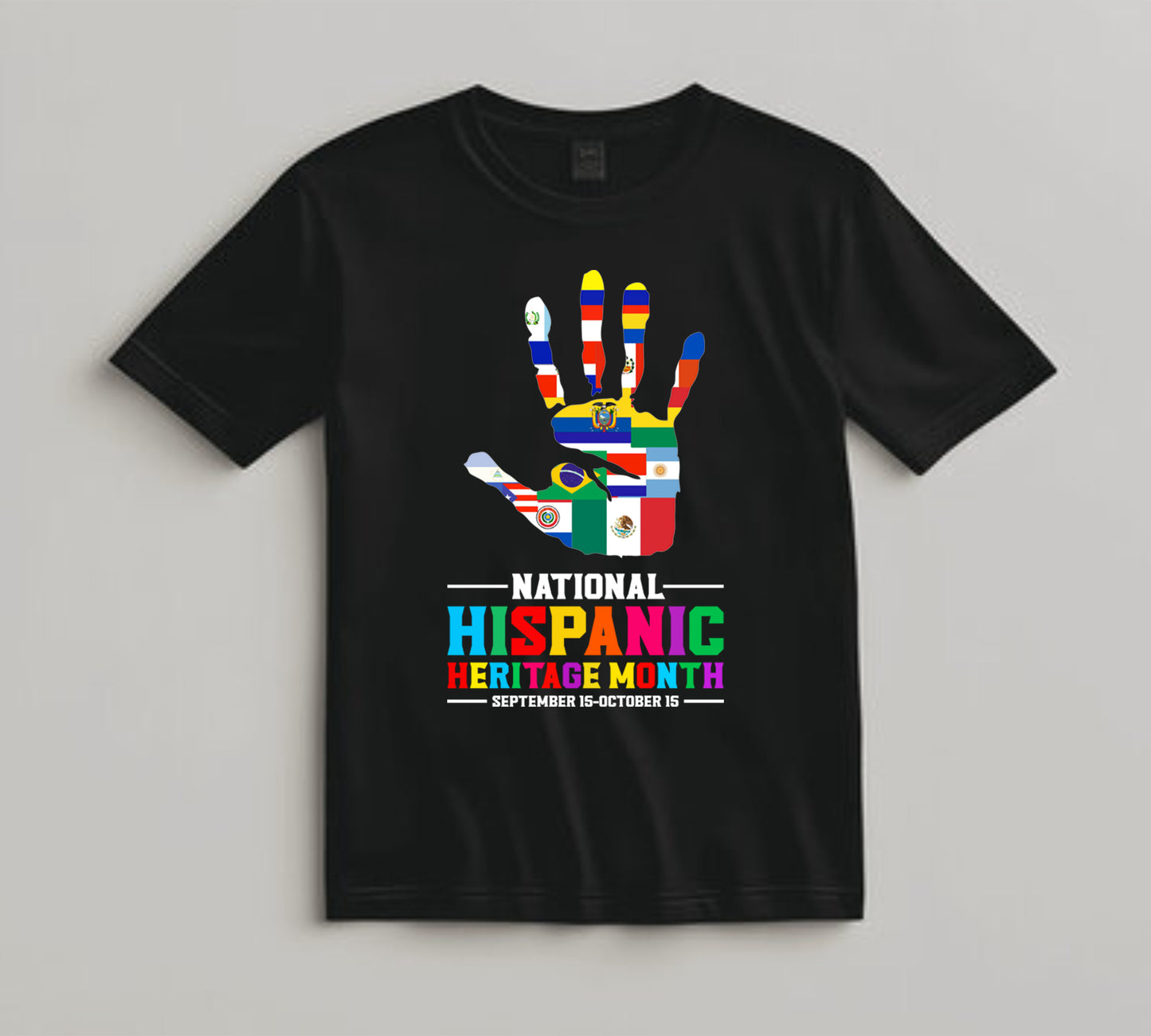 Hispanic Heritage Month DTF Transfer – National Flag Handprint Ready to Press Iron on Heat Transfer DIY Shirts 11233