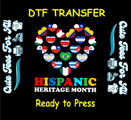 hispanic heritage month heart flag pattern ready to press dtf transfer for diy shirts