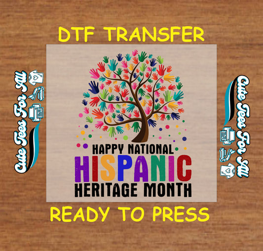 hispanic heritage month colorful handprint tree ready to press dtf transfer for diy shirts