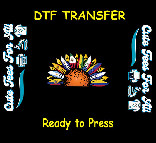 hispanic heritage month sunflower flag petals ready to press dtf transfer for diy shirts
