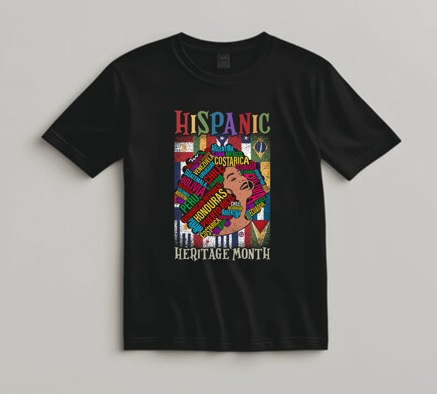 Hispanic Heritage Month DTF Transfer – Word Art Portrait Ready to Press Iron on Heat Transfer DIY Shirts 11238